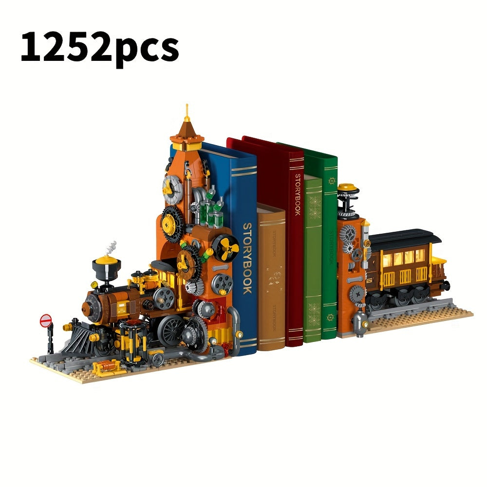Set di mattoncini da costruzione con illuminazione a LED a forma di treno steampunk - Adatto a bambini dai 14 anni in su - Materiale ABS - Marchio RiceBlock