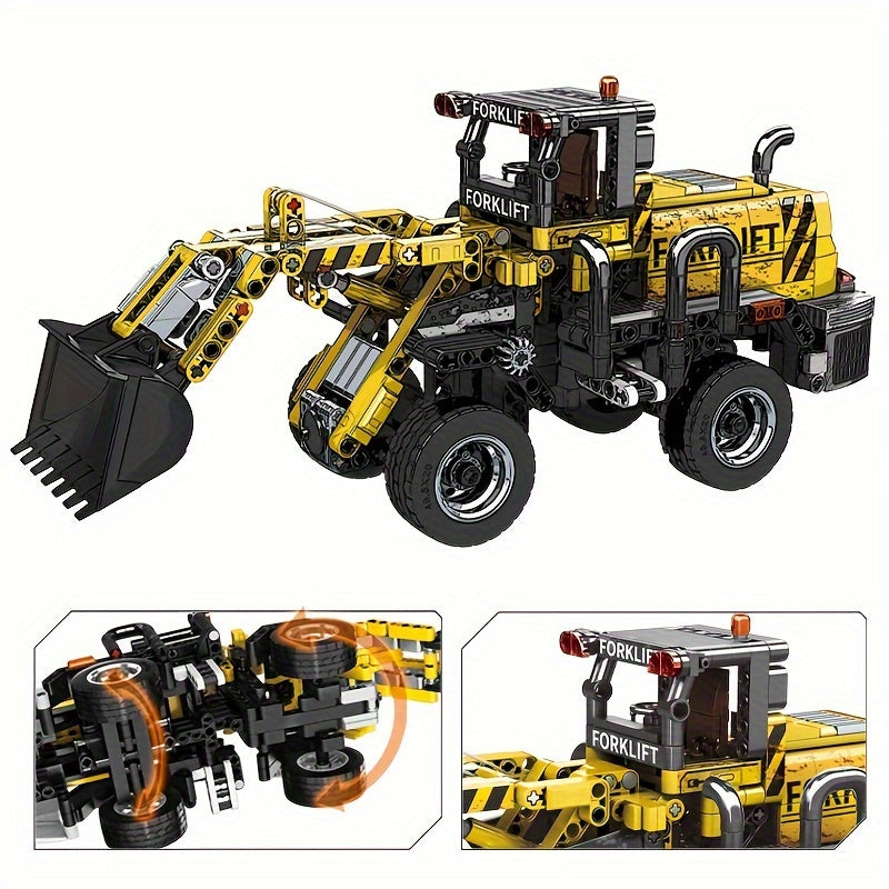 Set di blocchi per la costruzione di veicoli da costruzione UKBOO - Escavatore, bulldozer e gru per bambini e adulti - Colori misti