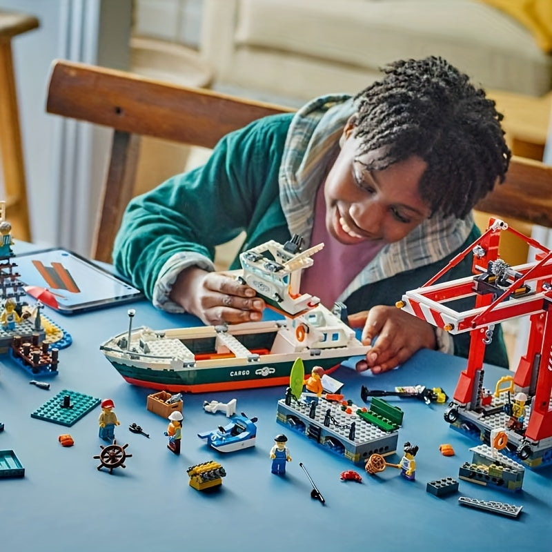 LEGO City Set Seaside Harbor With Cargo Ship, Holiday Gift, Home Decoration, Building And Play Set