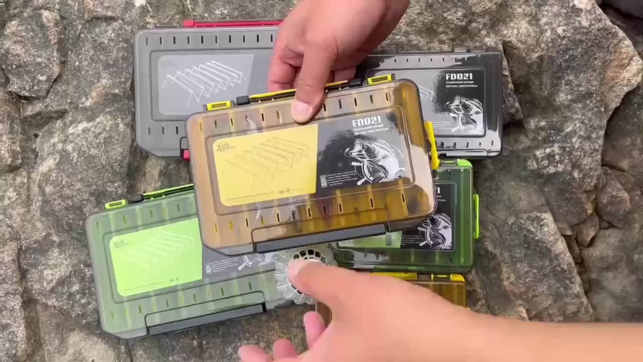 Organizza la tua attrezzatura da pesca con questa scatola portaoggetti multifunzionale a doppia faccia!