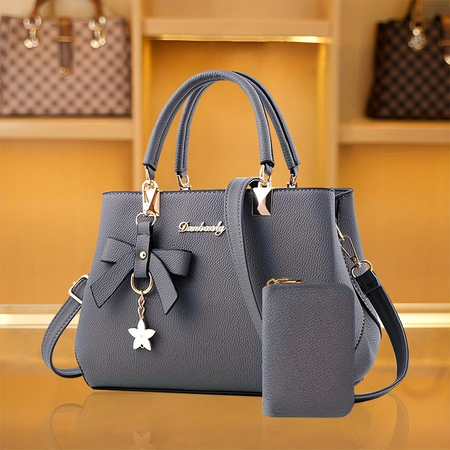 Borse con fiocco per donna, borsa a tracolla alla moda con portamonete, borsa a tracolla con manico superiore per l'ufficio