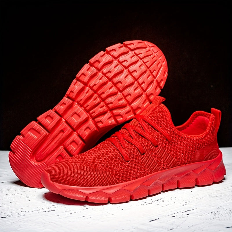 Men's Lightweight Breathable Running Shoe, Lace-Up Casual Sneakers for Gym, Jogging & Daily Wear (All-Season, Solid Color)