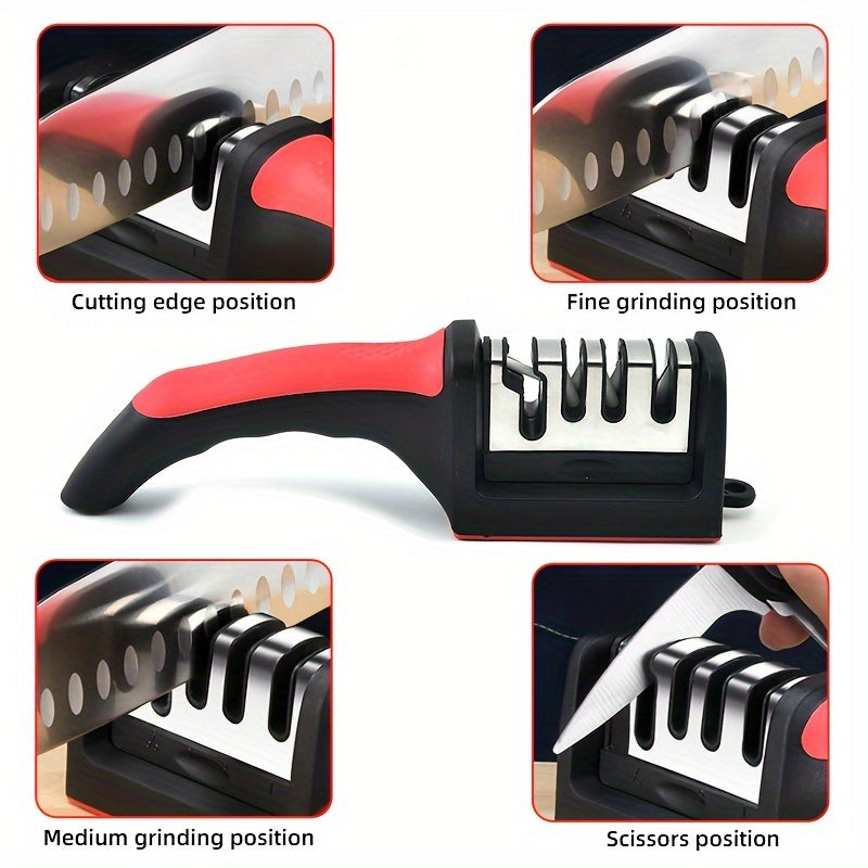 Affilacoltelli professionale da cucina a 4 stadi, pietra per affilare i coltelli, pietra per affilare in tungsteno e diamante, strumento per affilare in ceramica (materiale: pietra per affilare elettrorivestita + tungsteno e diamante + ceramica