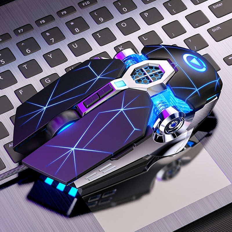 Mouse cablato argentato intagliato per giochi di eSport, macro silenziosa e sonora per mouse mangia-polli per desktop e laptop