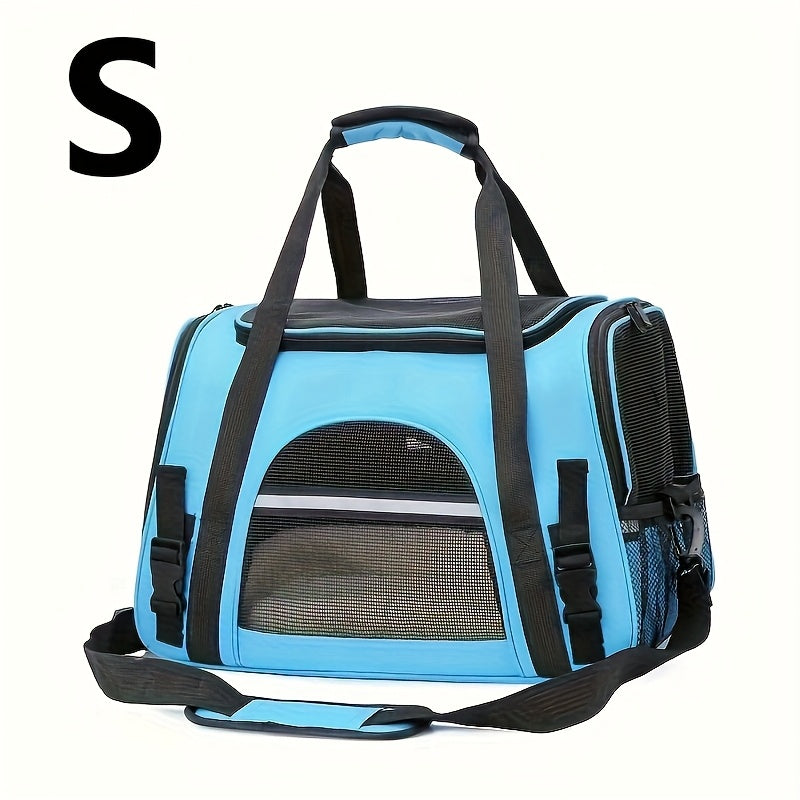 Trasportino portatile per gatti con materassino in peluche - Borsa da viaggio traspirante di grande capacità per le gite con animali domestici, chiusura con cerniera, rete ventilata e fodera morbida, cinghie di sicurezza per auto e uso esterno
