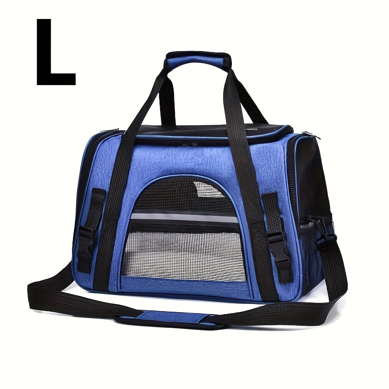 Trasportino portatile per gatti con materassino in peluche - Borsa da viaggio traspirante di grande capacità per le gite con animali domestici, chiusura con cerniera, rete ventilata e fodera morbida, cinghie di sicurezza per auto e uso esterno