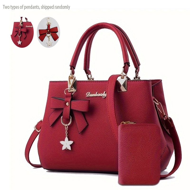 Borse con fiocco per donna, borsa a tracolla alla moda con portamonete, borsa a tracolla con manico superiore per l'ufficio