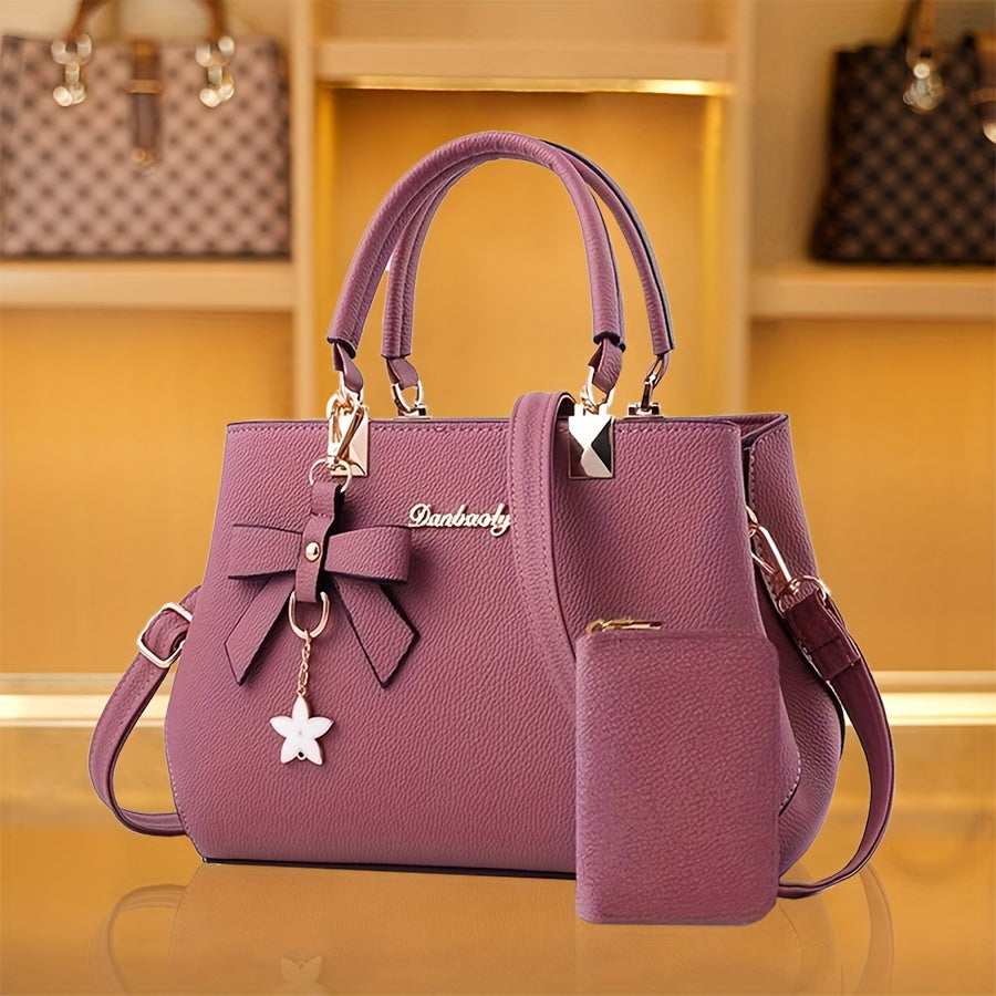 Borse con fiocco per donna, borsa a tracolla alla moda con portamonete, borsa a tracolla con manico superiore per l'ufficio