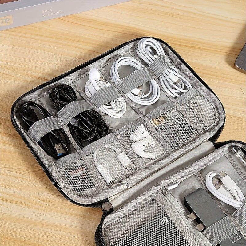 Custodia portatile per accessori elettronici, borsa impermeabile per la gestione dei cavi, per cavi USB, spine di ricarica, cinturini per orologi - Organizer per cavi da viaggio con scomparti multipli