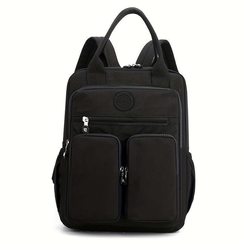 Zaino alla moda da donna, in nylon, con manico morbido, tinta unita, multitasche, con cerniera da viaggio, borse scolastiche femminili, zaino per laptop
