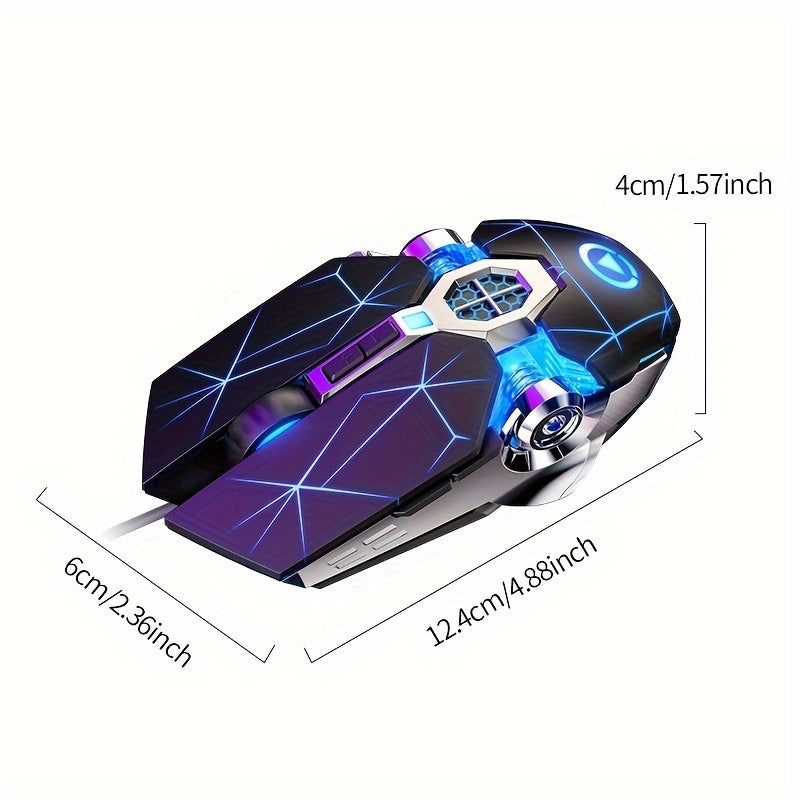Mouse cablato argentato intagliato per giochi di eSport, macro silenziosa e sonora per mouse mangia-polli per desktop e laptop