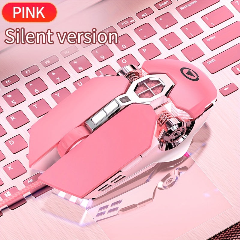Mouse cablato argentato intagliato per giochi di eSport, macro silenziosa e sonora per mouse mangia-polli per desktop e laptop