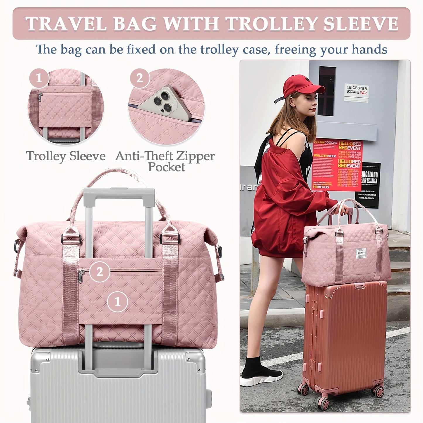 Set di valigie da viaggio Coofay, 33,02-71,12 cm, con ruote silenziose, materiale PP, valigie da cabina e da stiva resistenti, beauty case e beauty case, versatile attrezzatura da viaggio