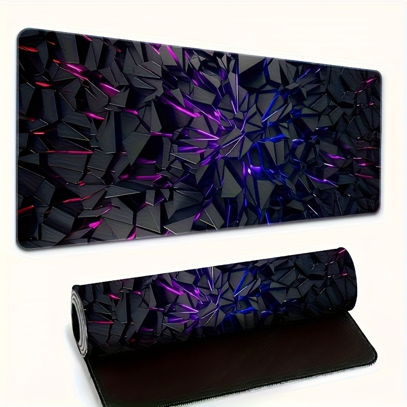Tappetino da scrivania e mouse da gioco extra large - Design futuristico viola neon e nero con effetto neon luminoso, base in gomma antiscivolo, superficie liscia per PC, ufficio