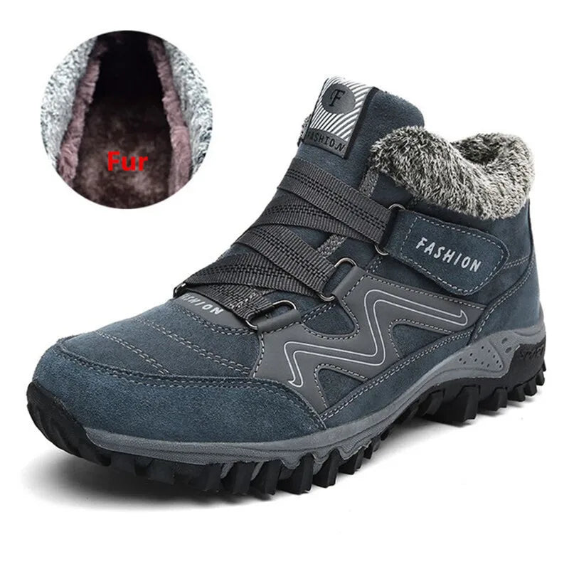 VANCAT Stivali da uomo invernali con pelliccia 2019 Stivali da neve caldi Stivali invernali da uomo Scarpe da lavoro Calzature da uomo Moda Scarpe alla caviglia in gomma 39-46