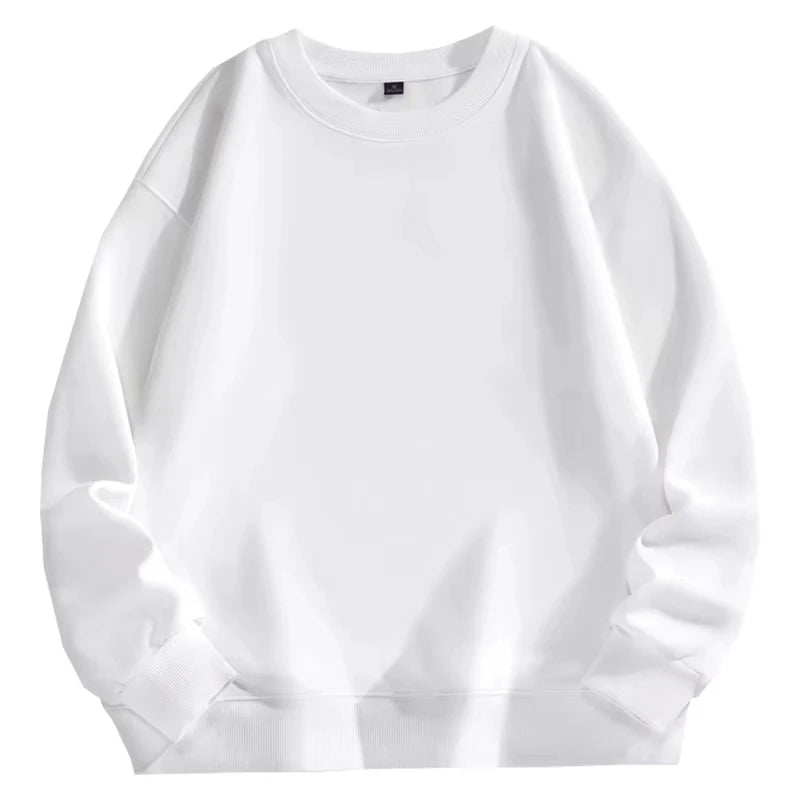 Felpa casual da uomo con scollo tondo e maniche lunghe, classica da uomo, tinta unita, ideale per le coppie, abbigliamento essenziale quotidiano
