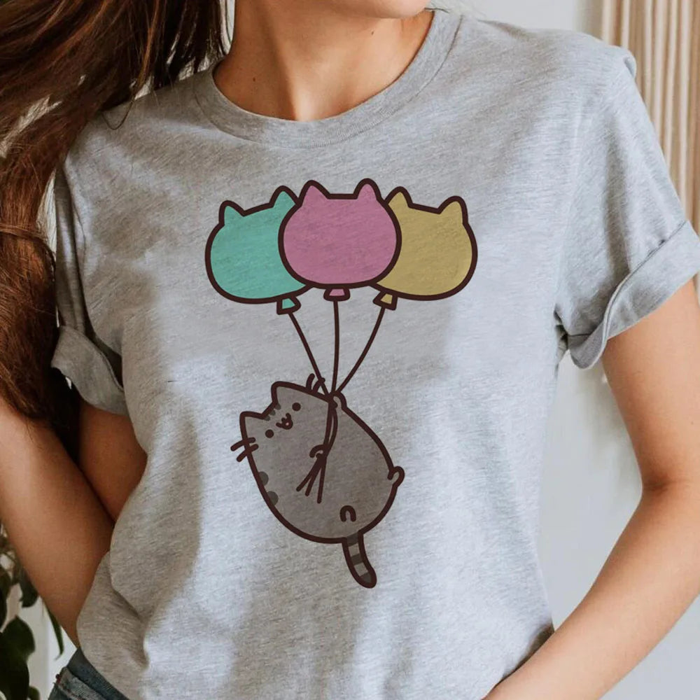 Maglietta Pusheen da donna Grafica Grunge anni '80 Pastello Harajuku Maglietta classica Retro hip hop anni '80 kawaii
