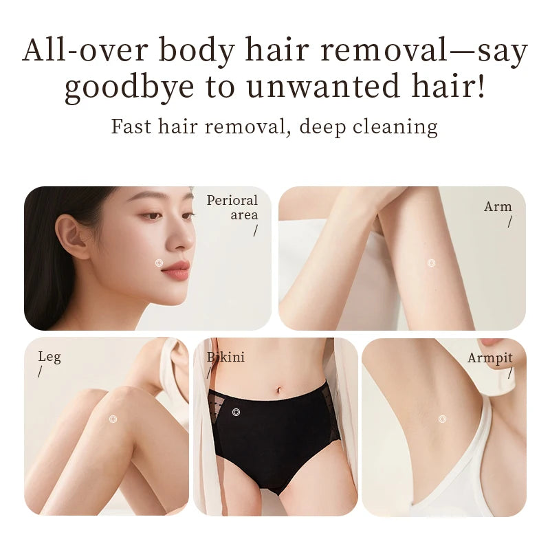 Rasoio elettrico da donna 3 in 1, epilatore portatile indolore, rifinitore bikini, rasoio per il viso, per corpo, ascelle e gambe.