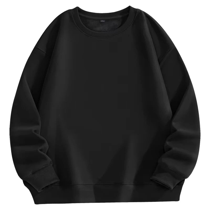 Felpa casual da uomo con scollo tondo e maniche lunghe, classica da uomo, tinta unita, ideale per le coppie, abbigliamento essenziale quotidiano