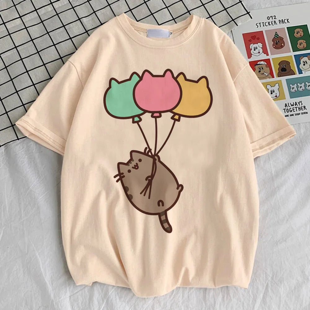 Maglietta Pusheen ragazza anime Punk Grafica harajuku Retro anni 2000 maglietta anni 2000 hip hop Pastello Classico Psichedelico