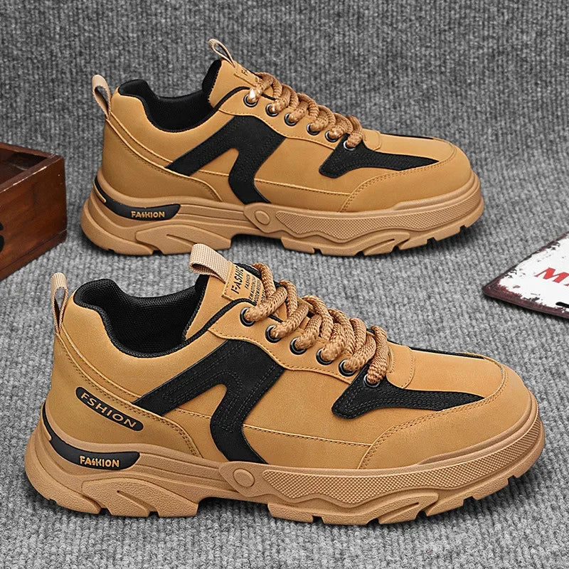 Fipatbu Scarpe casual primaverili da uomo Scarpe da ginnastica di lusso in pelle resistenti all'usura Chelsea Tattico Denim Combattimento Comode scarpe antinfortunistiche da lavoro