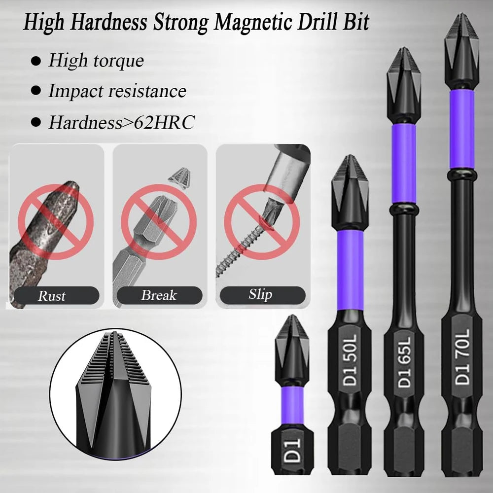 6/12 pezzi Punte per cacciavite magnetiche Punte a impatto Phillips antiurto antiscivolo Punte in lega di acciaio con gambo esagonale adatte per utensili elettrici