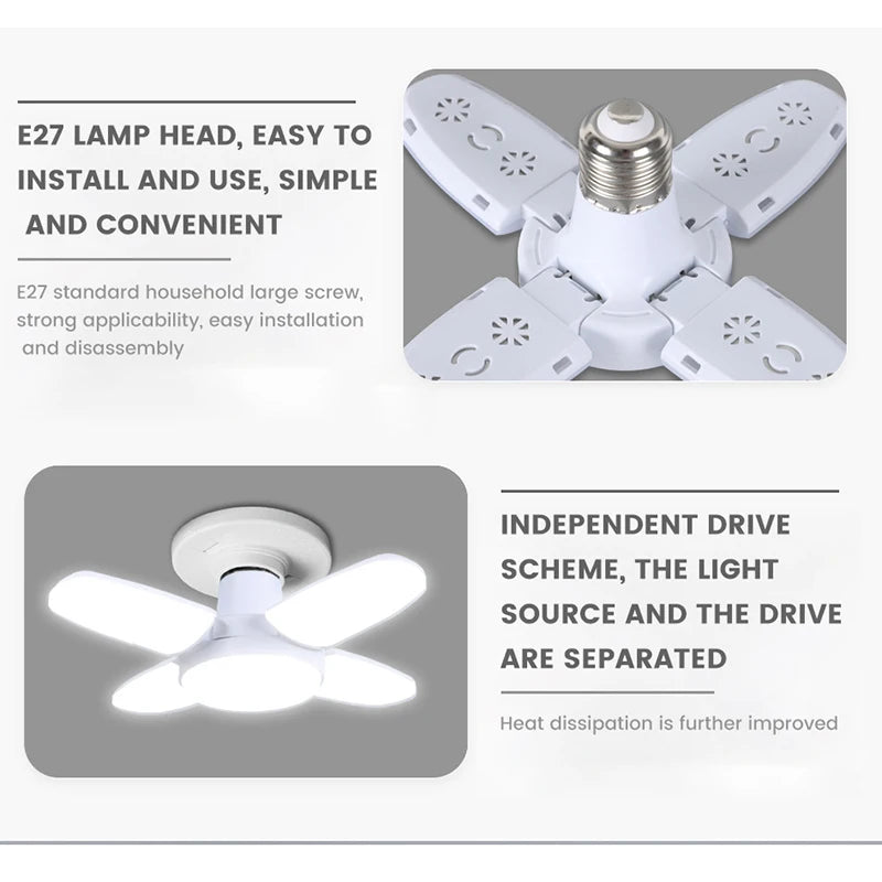 E27 Lampadina LED pieghevole a forma di ventaglio AC 85-265V/220V 28W Casa Soggiorno Lampadina a LED Lampada per magazzino Garage Plafoniera .
E27 Fan Shape Foldable LED Bulb AC 85-265V/220V 28W Home Living Room Led Light Bul