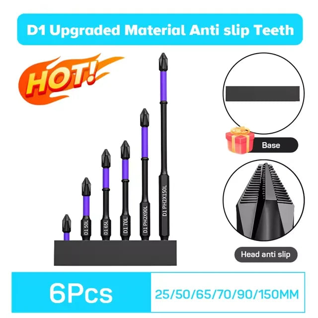 6/12 pezzi Punte per cacciavite magnetiche Punte a impatto Phillips antiurto antiscivolo Punte in lega di acciaio con gambo esagonale adatte per utensili elettrici