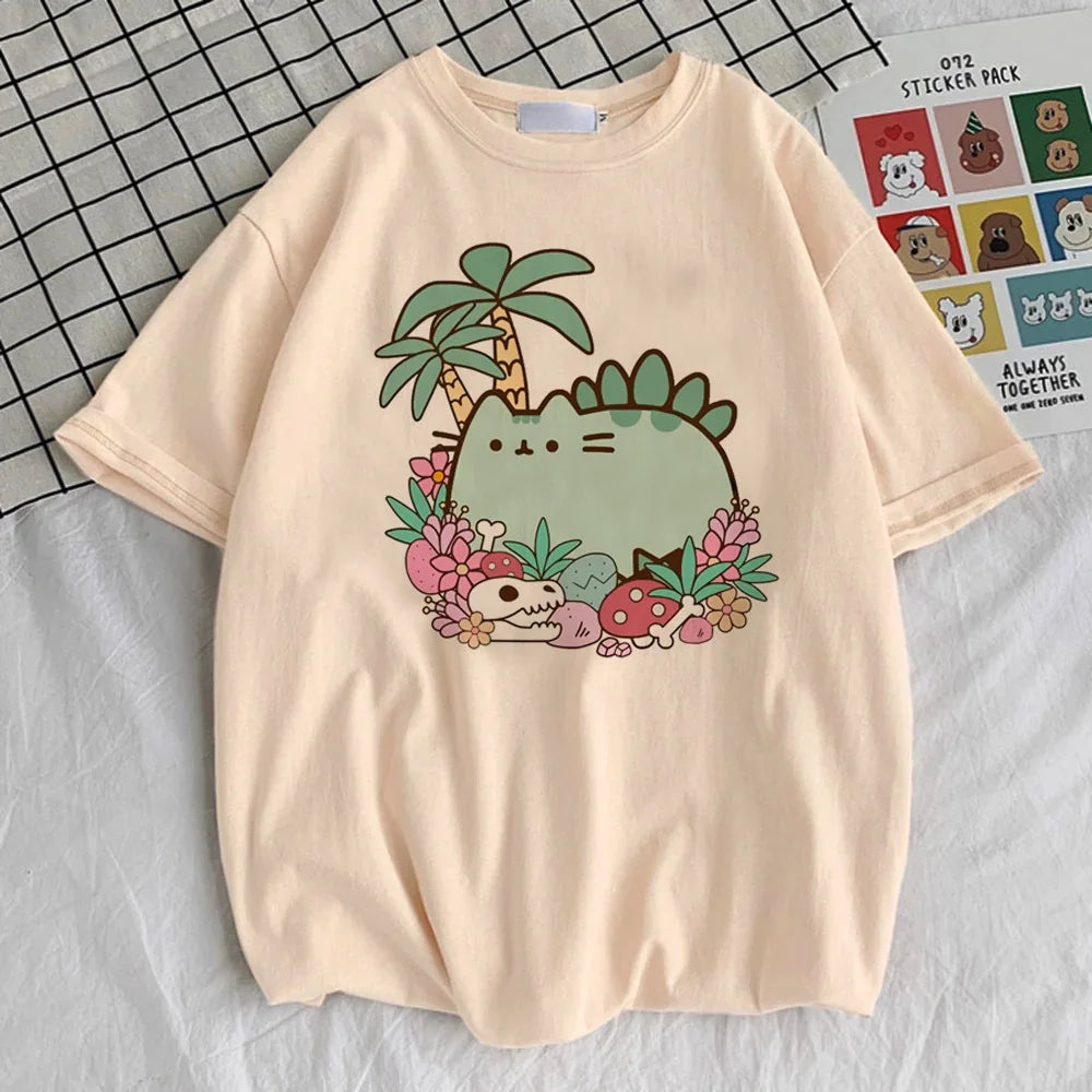 Maglietta Pusheen ragazza anime Punk Grafica harajuku Retro anni 2000 maglietta anni 2000 hip hop Pastello Classico Psichedelico