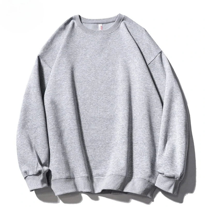 Felpa casual da uomo con scollo tondo e maniche lunghe, classica da uomo, tinta unita, ideale per le coppie, abbigliamento essenziale quotidiano