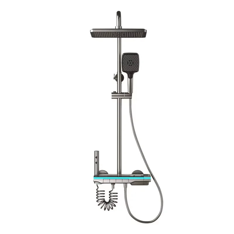 Set di rubinetti per doccia da bagno con luce a LED, display digitale, termostato per doccia, rubinetti in rame con scarico ad alta pressione, docce per bagni.
Bathroom Shower System High Quality Fourth Gear Bathroom Key Digi
