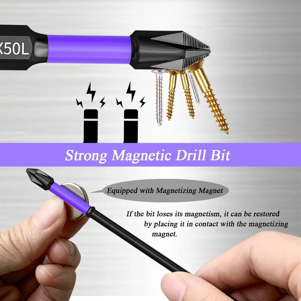 6/12 pezzi Punte per cacciavite magnetiche Punte a impatto Phillips antiurto antiscivolo Punte in lega di acciaio con gambo esagonale adatte per utensili elettrici