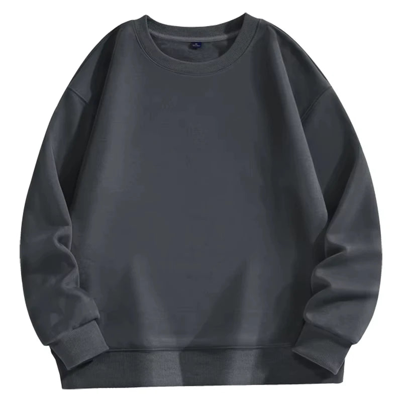 Felpa casual da uomo con scollo tondo e maniche lunghe, classica da uomo, tinta unita, ideale per le coppie, abbigliamento essenziale quotidiano
