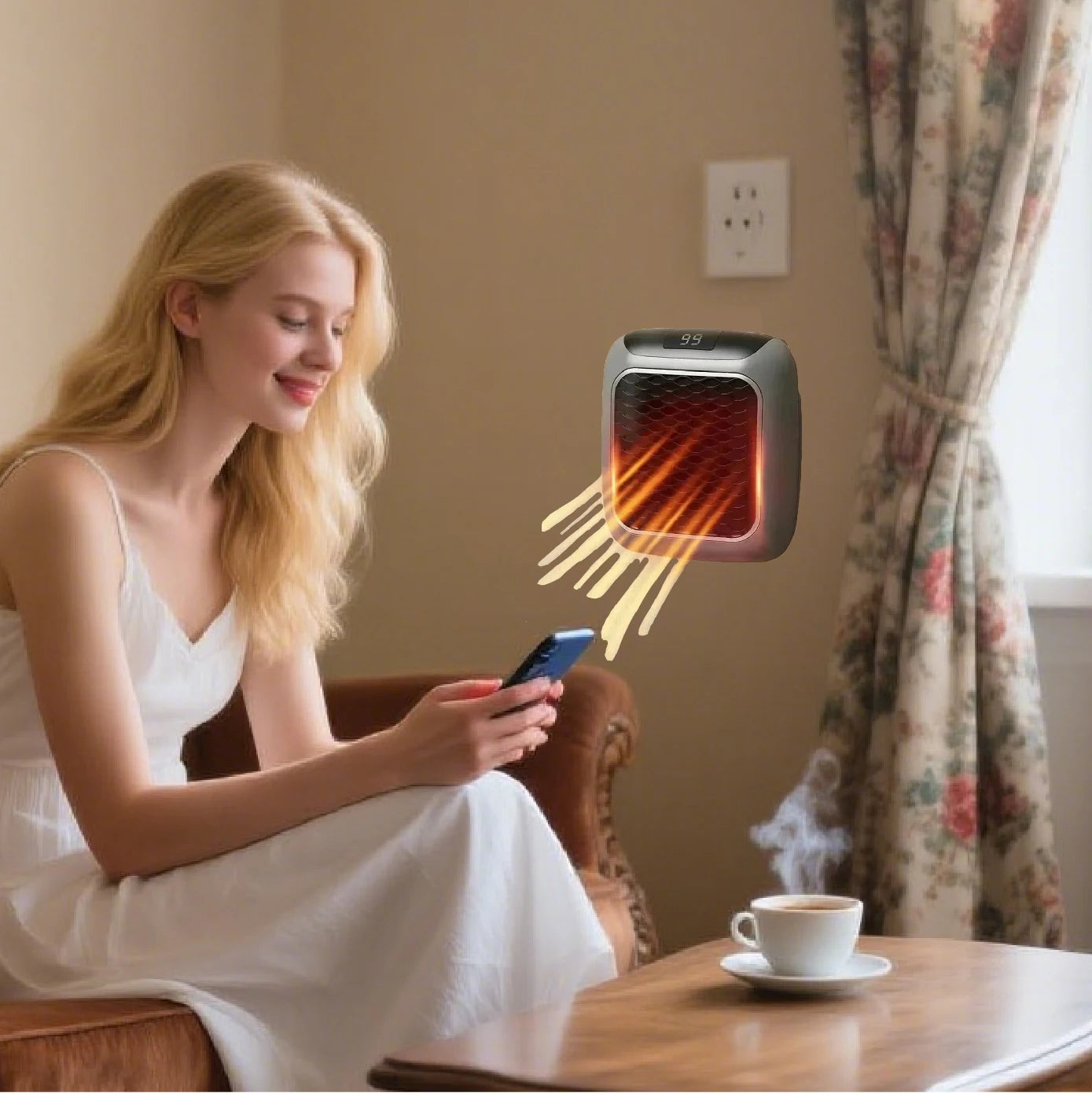 Mini riscaldatore più veloce per piccoli bagni domestici, ventilatori di riscaldamento, riscaldatore elettrico in ceramica PTC da parete con telecomando per uso domestico