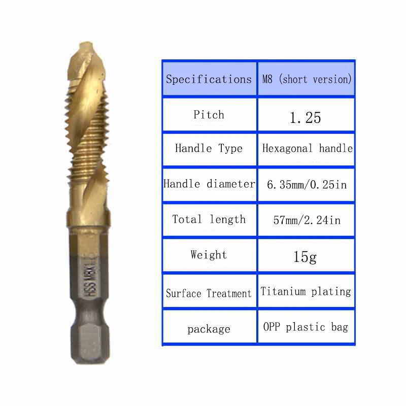 Multi functional HSS drilling tapping integrated spiral tap hand-held electric drill tap tool chamfer machine composite tap