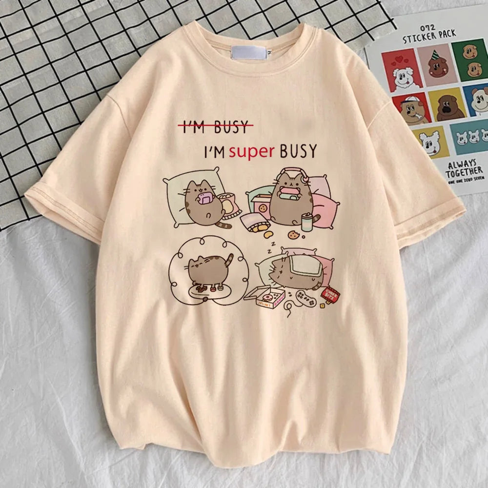 Maglietta Pusheen ragazza anime Punk Grafica harajuku Retro anni 2000 maglietta anni 2000 hip hop Pastello Classico Psichedelico