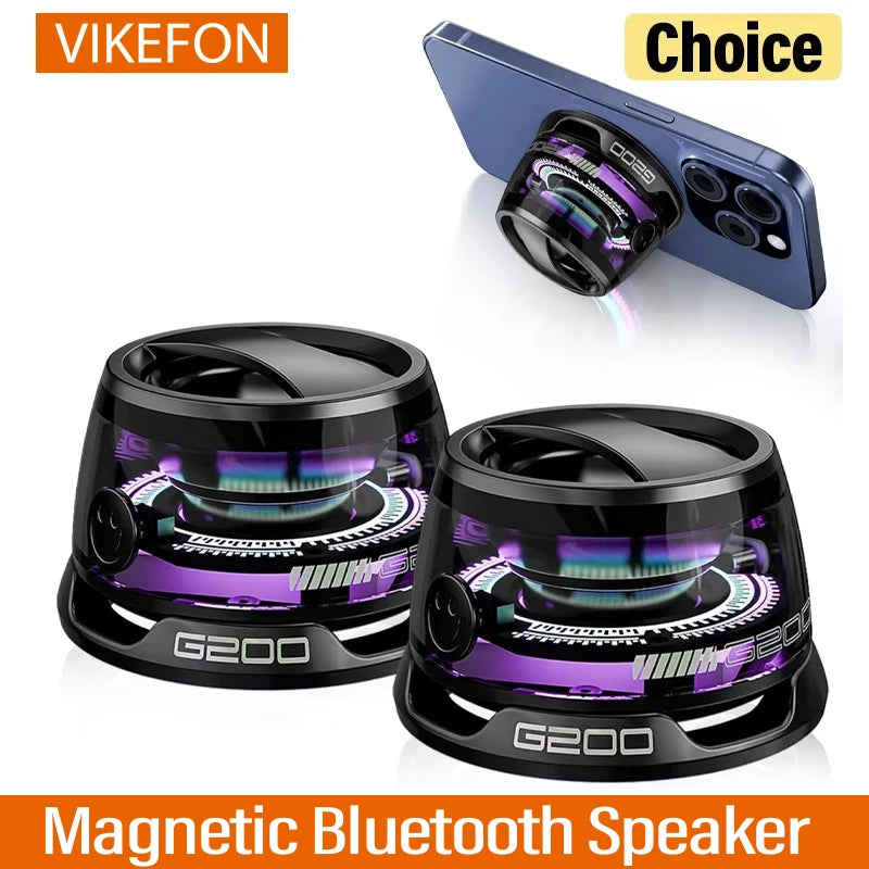 1/12
10.6K
Altoparlante Bluetooth magnetico da esterno Mini altoparlante stereo da viaggio portatile wireless con luce colorata RGB e supporto per telefono per Ios