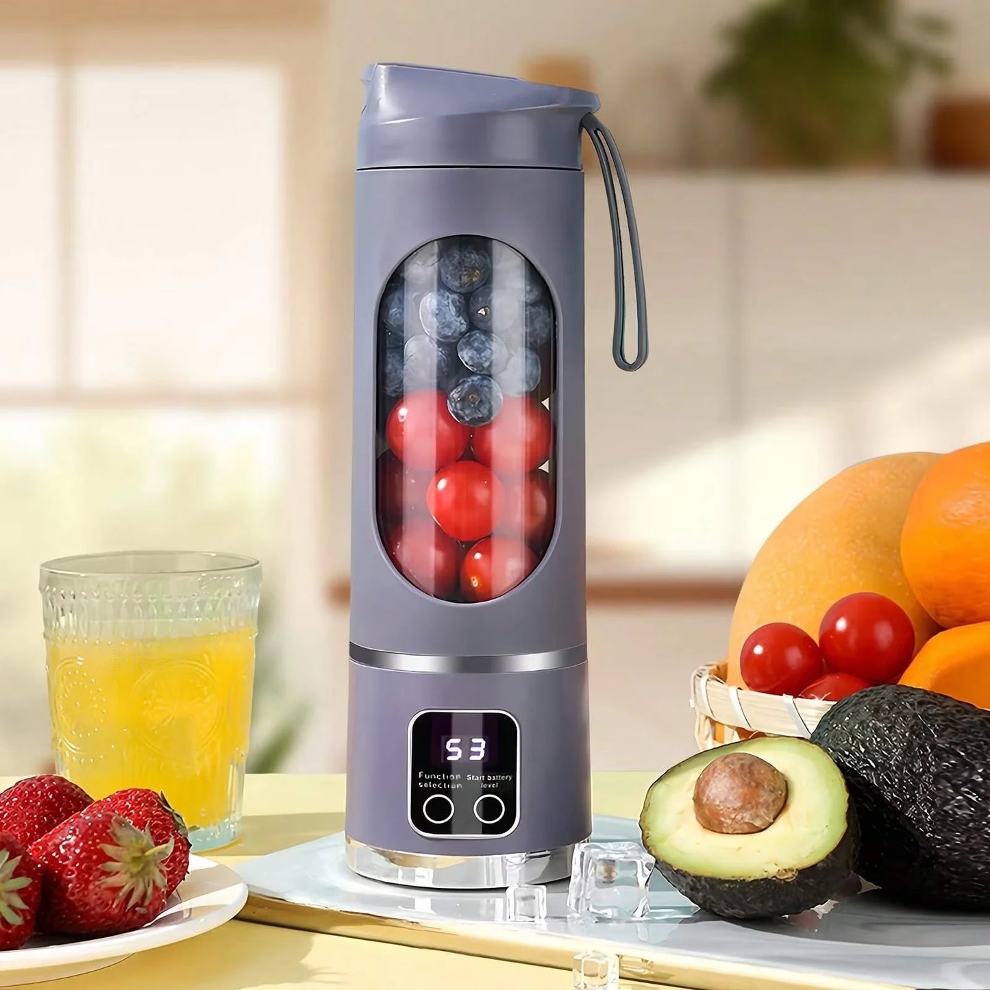 Spremiagrumi portatile per uso domestico, con ricarica wireless, piccolo spremiagrumi per frutta, cubetti di ghiaccio, verdure, frullati salutari, spremiagrumi freschi