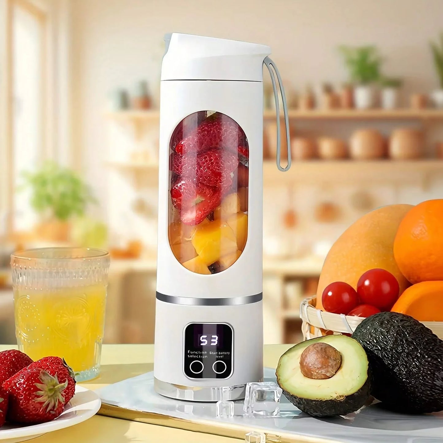 Spremiagrumi portatile per uso domestico, con ricarica wireless, piccolo spremiagrumi per frutta, cubetti di ghiaccio, verdure, frullati salutari, spremiagrumi freschi
