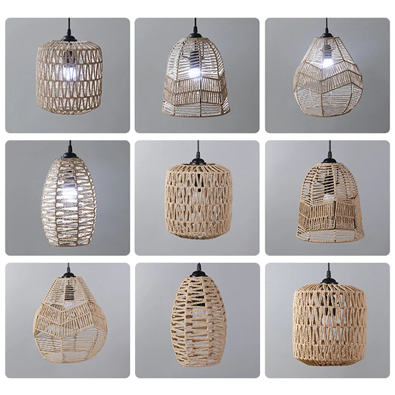 1 paralume intrecciato a mano in rattan, paralume per lampada a sospensione, per bar, hotel, lampada a sospensione per soffitto, per decorazioni di ristoranti e case