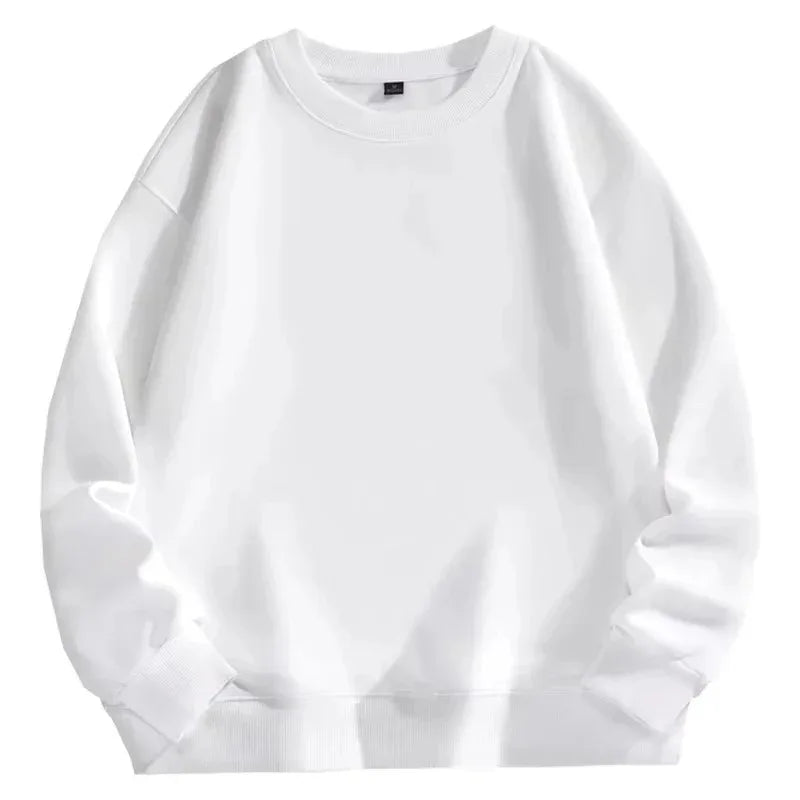 Felpa casual da uomo con scollo tondo e maniche lunghe, classica da uomo, tinta unita, ideale per le coppie, abbigliamento essenziale quotidiano