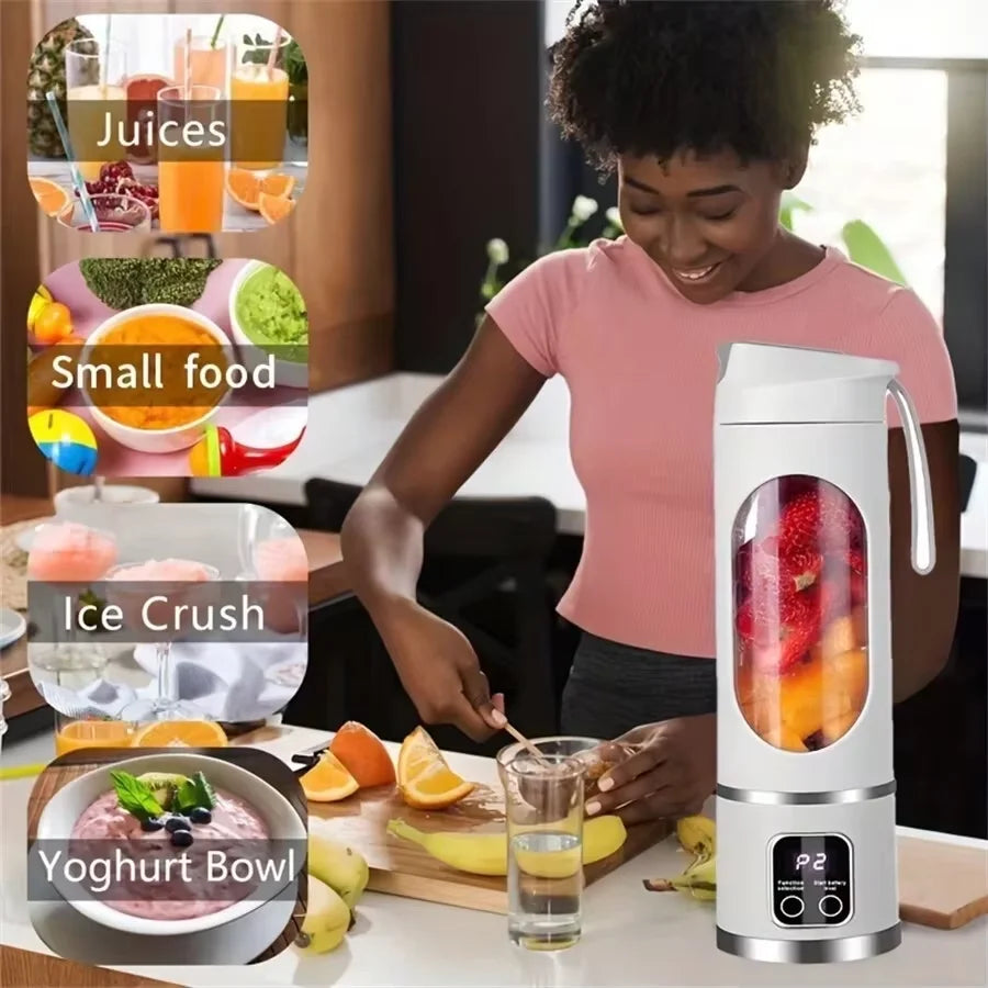 Spremiagrumi portatile per uso domestico, con ricarica wireless, piccolo spremiagrumi per frutta, cubetti di ghiaccio, verdure, frullati salutari, spremiagrumi freschi