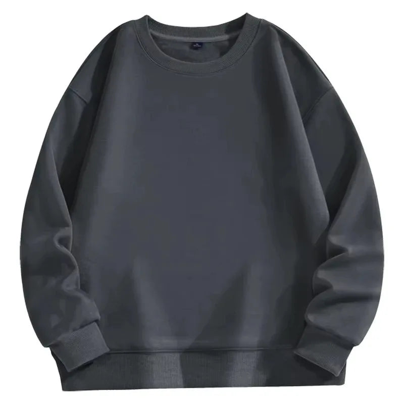 Felpa casual da uomo con scollo tondo e maniche lunghe, classica da uomo, tinta unita, ideale per le coppie, abbigliamento essenziale quotidiano