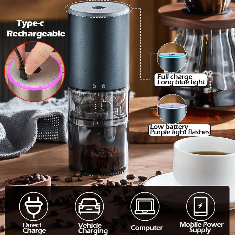 Macinacaffè elettrico con display a LED, polverizzatore per vernice da forno, macina pepe nero, macchina automatica portatile ricaricabile