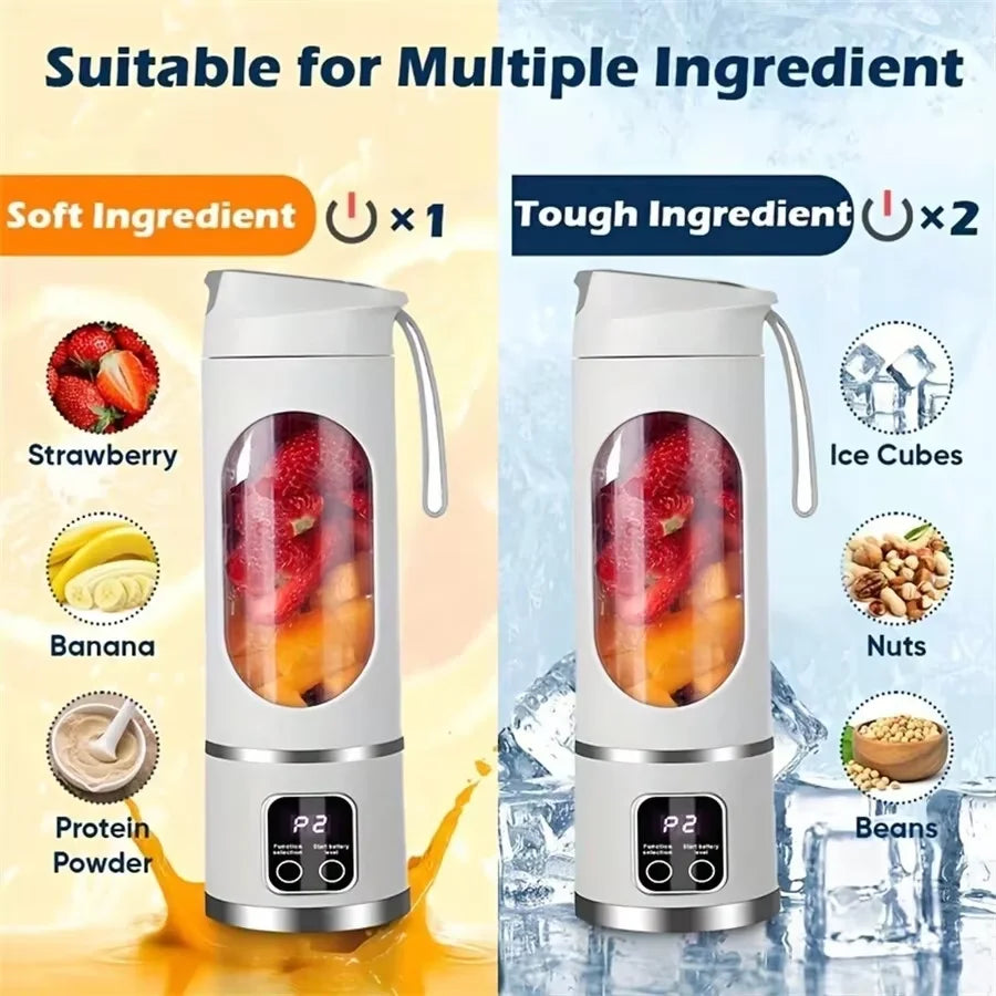 Spremiagrumi portatile per uso domestico, con ricarica wireless, piccolo spremiagrumi per frutta, cubetti di ghiaccio, verdure, frullati salutari, spremiagrumi freschi