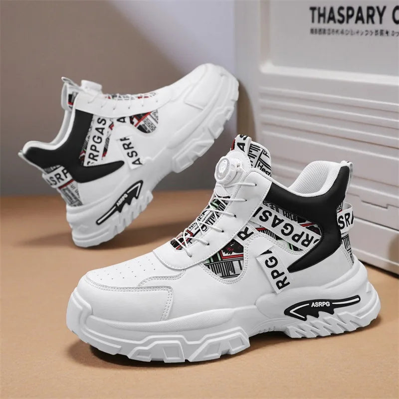 Scarpe da corsa sportive da uomo di grandi dimensioni per adolescenti, casual, con bottone di rotazione, fondo spesso, scarpe da papà rialzate, nuovo arrivo autunnale