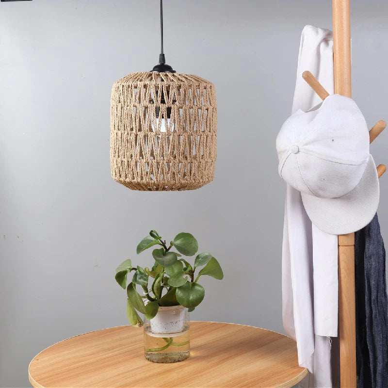 1 paralume intrecciato a mano in rattan, paralume per lampada a sospensione, per bar, hotel, lampada a sospensione per soffitto, per decorazioni di ristoranti e case