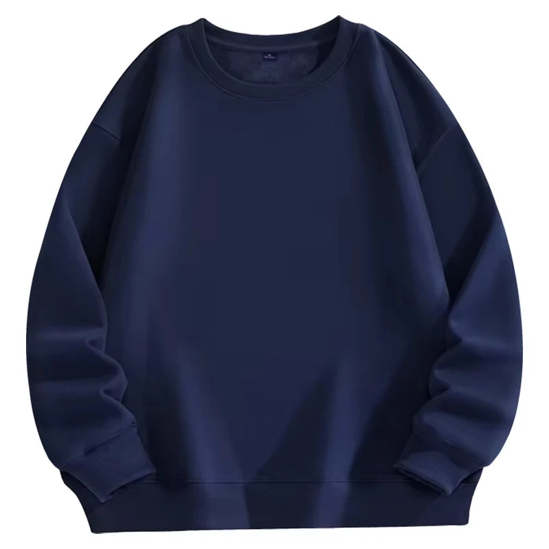 Felpa casual da uomo con scollo tondo e maniche lunghe, classica da uomo, tinta unita, ideale per le coppie, abbigliamento essenziale quotidiano
