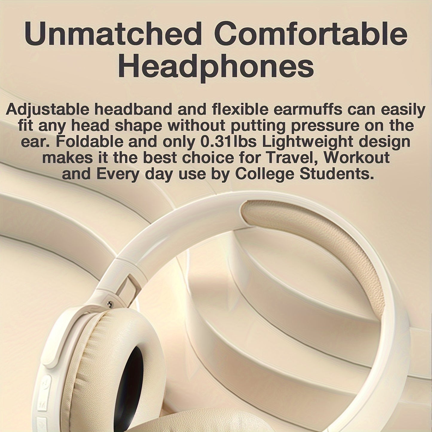 Cuffie wireless over-ear GENAI P2961 - 20 ore di riproduzione, comode e pieghevoli, connettività wireless, microfono con cancellazione del rumore, custodia di ricarica USB, ideali per viaggi, casa, ufficio - design bianco elegante