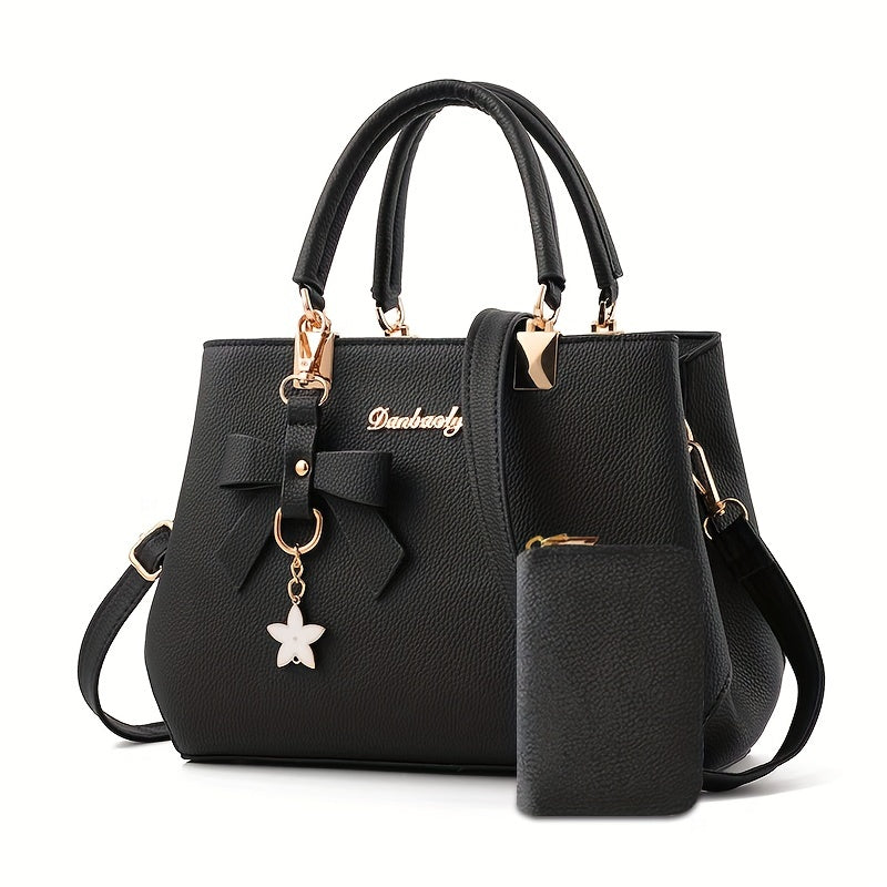 Borse con fiocco per donna, borsa a tracolla alla moda con portamonete, borsa a tracolla con manico superiore per l'ufficio